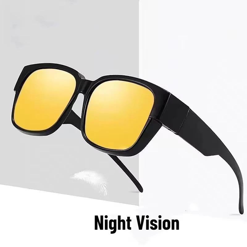 Pochromic Night Vision Glasses Goggles Shaeds for Men Women Night Driving Fit Over Glasses UV Protection Sunglasses