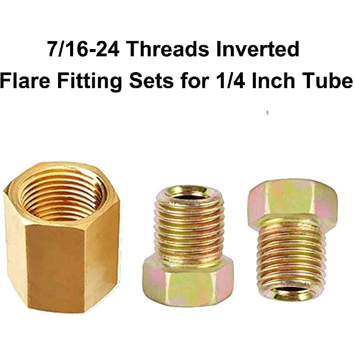 MuHize 1/4 Brake Line Fittings - Upgraded 15 Pieces 7/16 24 Threads Brake Union Fittings Assortment For 1/4” Brake Tube (5 Unions, 10 Nuts)