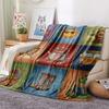 1Pc Retro Country Print Flannel Blanket, High quality Comfortable for All Seasons, Home Decor, Warmth and Comfort, Perfect for Christmas Gifts 70