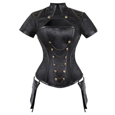 Cosplay Costume Women Retro Style Punk Belt Shawl Steel Bone Palace Corset Zipper Gothic Waist Vest