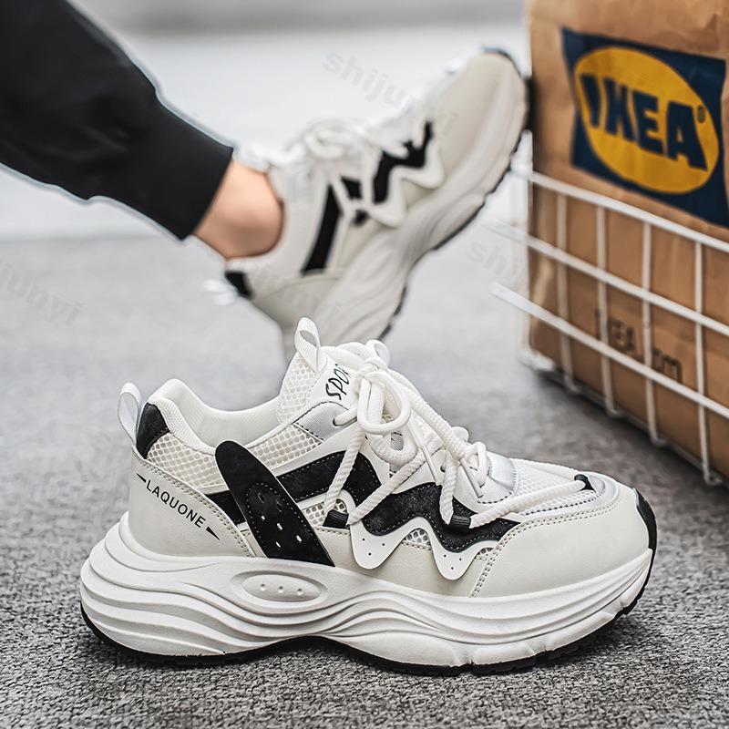 Zapatillas Casuales de Moda para Hombre Moda de Primavera Transpirables Zapatillas de Plataforma Hombre Antideslizantes Con Cordones Zapatillas para Correr Malla Zapatillas De Hombre