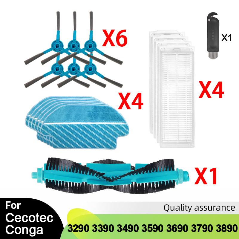 For Cecotec Conga 3290 3390 3490 3590 3690 3790 3890 Ultra Titanium Vacuum Cleaner Parts Main Side Brush HEPA Filter Mop Rag