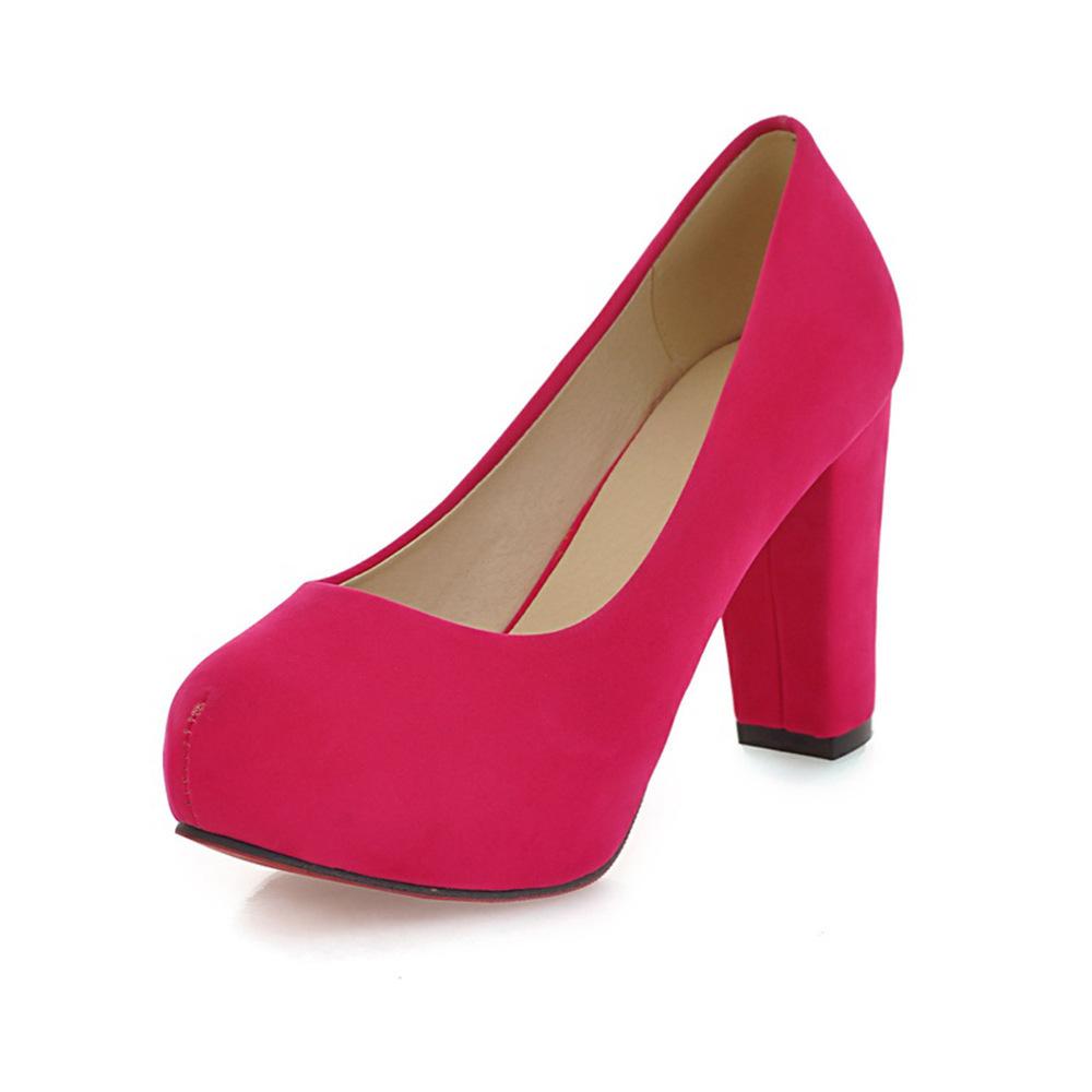 

Прямые продажи с фабрики 20196 года, новые модные водонепроницаемые туфли с круглым носком, матовые, на толстом высоком каблуке, женские туфли 35 красный