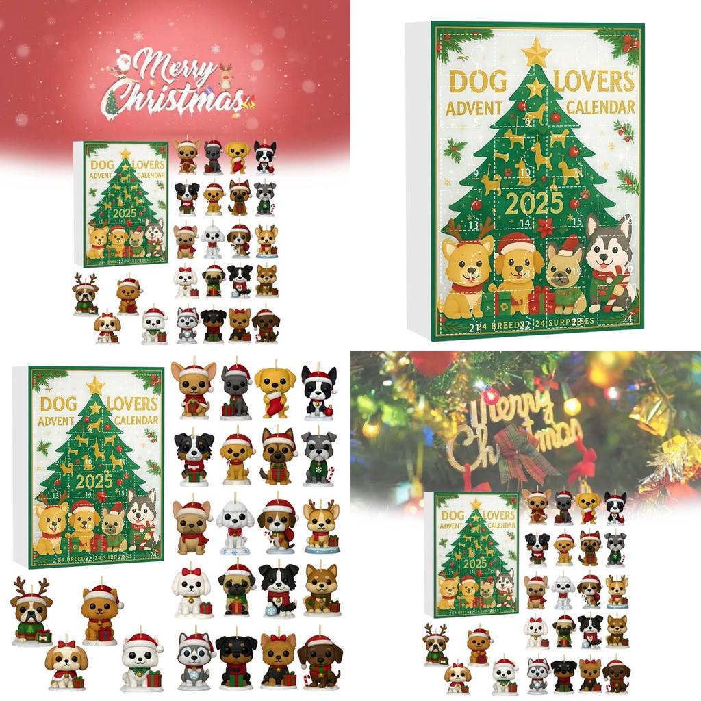 Świąteczny Kalendarz Adwentowy dla Miłośnika Psów z Akrylowymi Ozdobami na Choinkę do Świątecznej Uroczystości