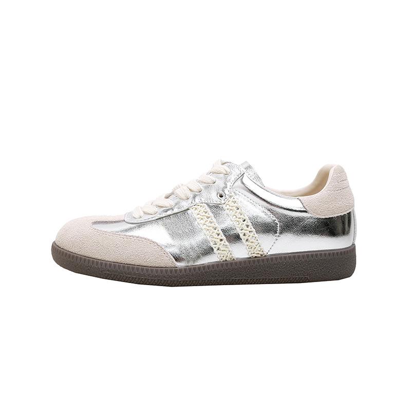 Soft-soled retro lace edge German training shoes women's new leather versatile sports and leisure shoes Forrest Gump shoes