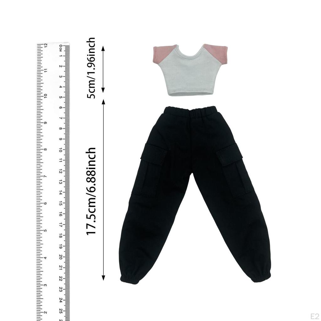1/6 Female Action Figure Wardrobe, Short Sleeve T Shirt and Pants for 12'' Dolls