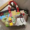 Printemps Nouvelle Mode Grand Sac Fourre-Tout Créatif Épissage Brodé Sacs à Bandoulière pour Femmes Sac Panier Haute Capacité Européen Américain Rétro Sacs à Main pour Dames