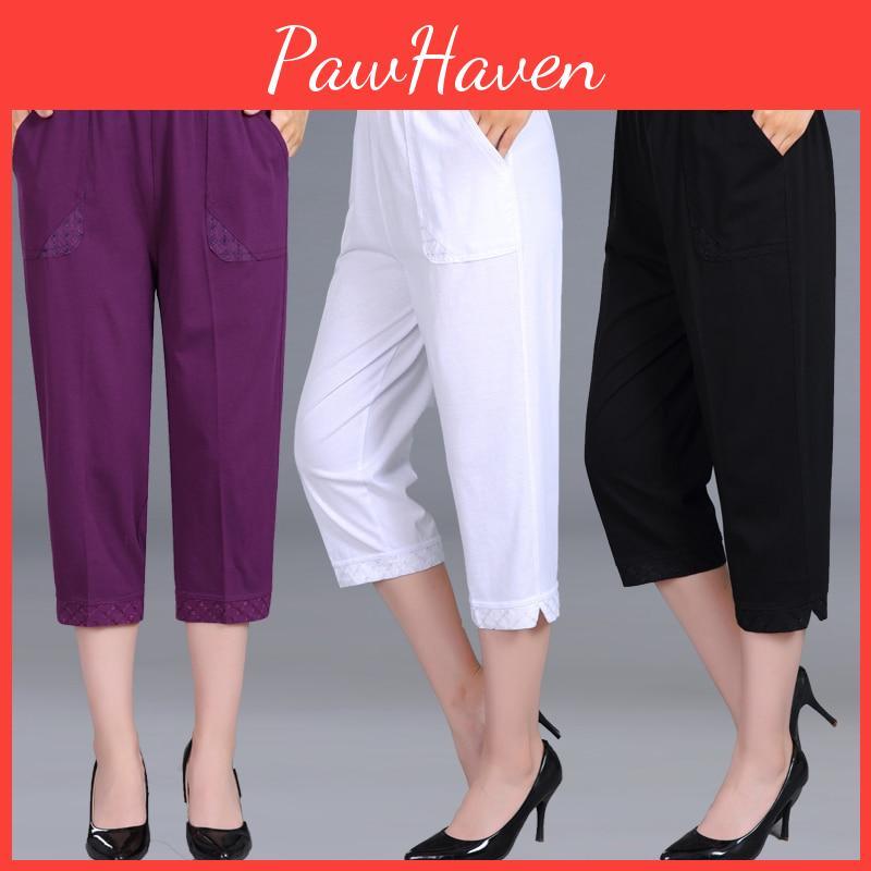 Waist Women Womens Summer High Pants Woman Straight Calflength Pants Plus Size Xl4xl