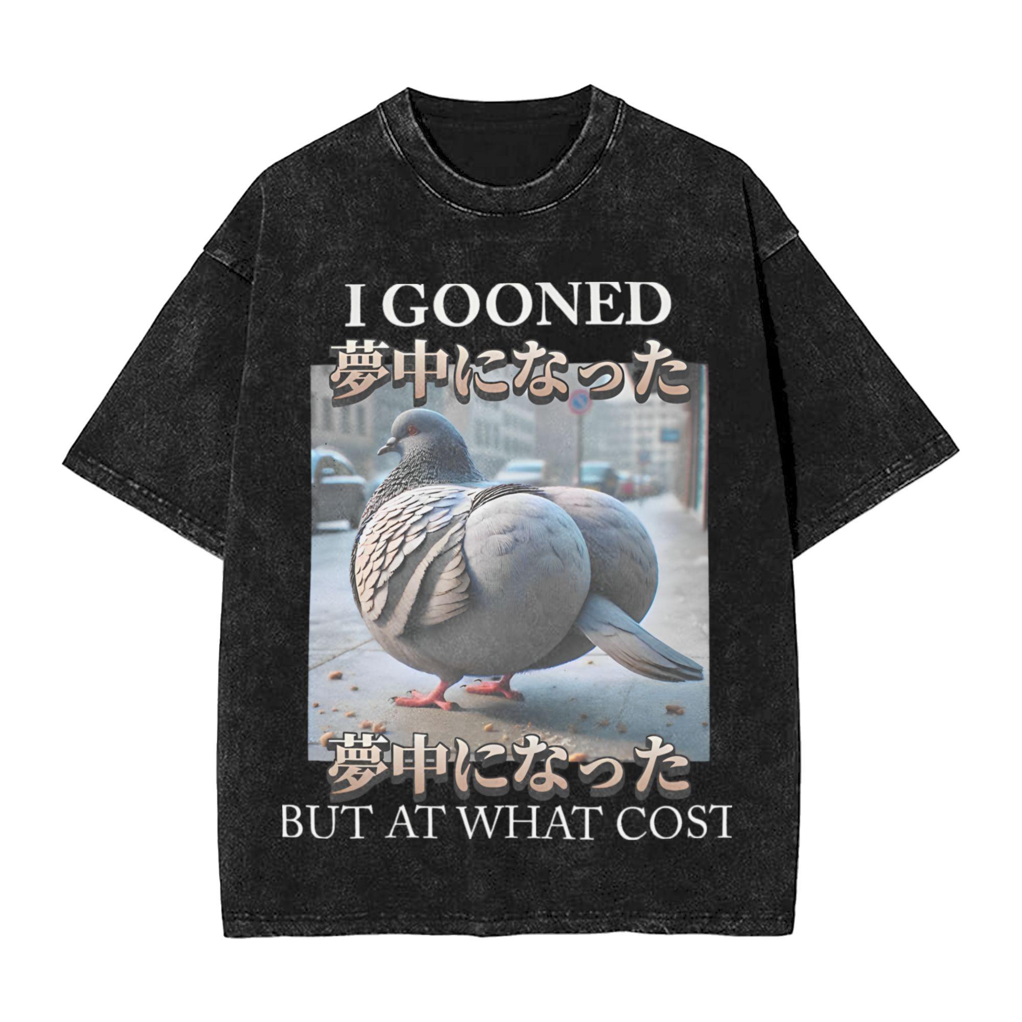 GUOYAN TOP Ik Gooned Maar Tegen Welke Prijs Grappige Duif Meme T-shirt Populaire T-shirts Korte Mouwen Vintage T-shirt Zomer Oversized Kleding 4XL