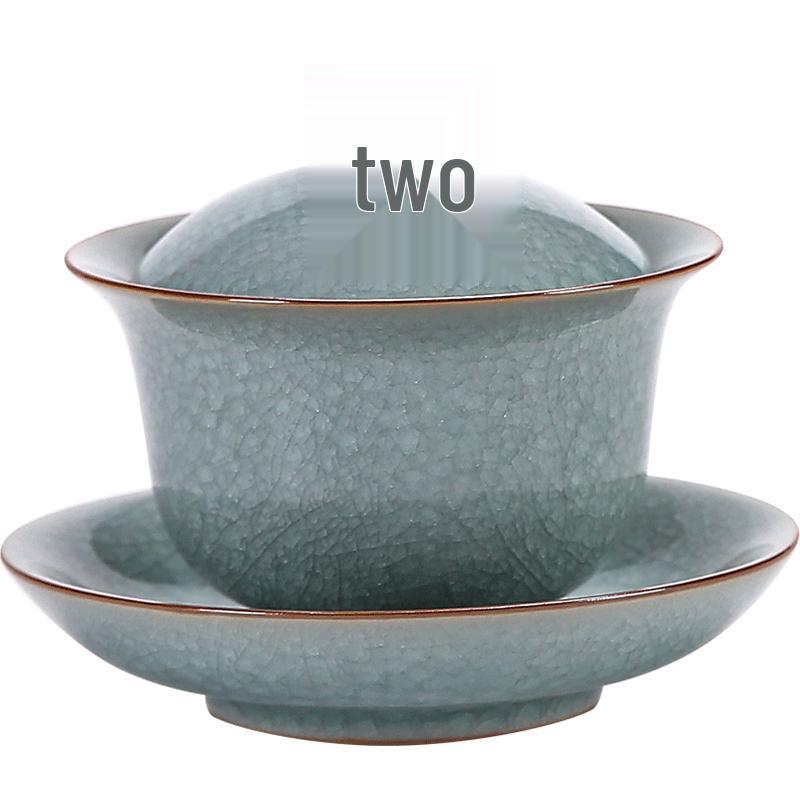 Ruby Lin Handmade Ru Kiln Sancai Gaiwan Tea Set