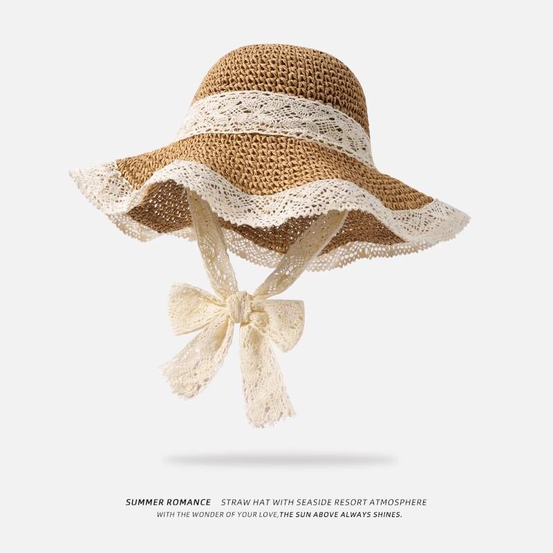 Summer New Hollow Woven Straw Hat Women's Sunscreen Sunshade Bucket Hat Versatile Face Small Holiday Wind Straw Woven Basin Hat