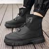 Men's Black British-Style High-Top Thick-Soled Martin Motorcycle and Hiking Boots