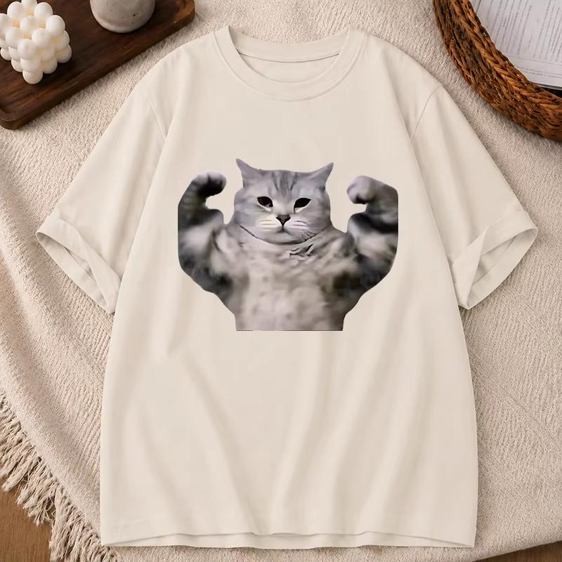 Fitness Cat Funny Meme Unisex Casual Loose O Neck Summer Short Sleeve Unisex And Unisex TShirt