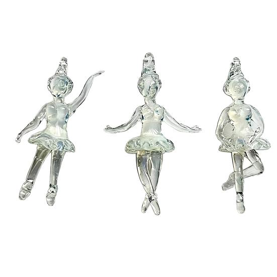Clear Ballerina Pendant 3D Hand Blown Glass Ballet Dancer Hanging Accessories for DIY Earring Necklace Bracelet Keychain