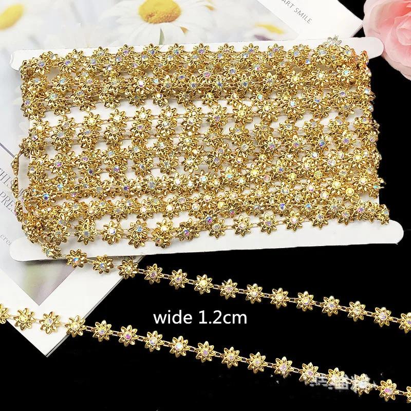 1 M Rhinestone Trim Chain Decoration Sew On Crystal Chain Clothing Shoes DIY Accessories