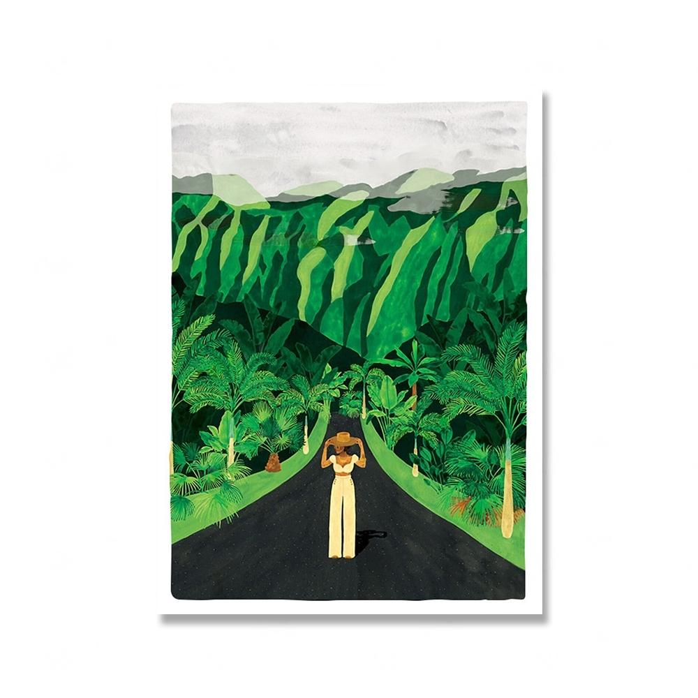 Green Botanical Porch Summer Shower Waterfall Wall Art Canvas Painting Nordic Poster And Print Picture For Living Room Bar Decor