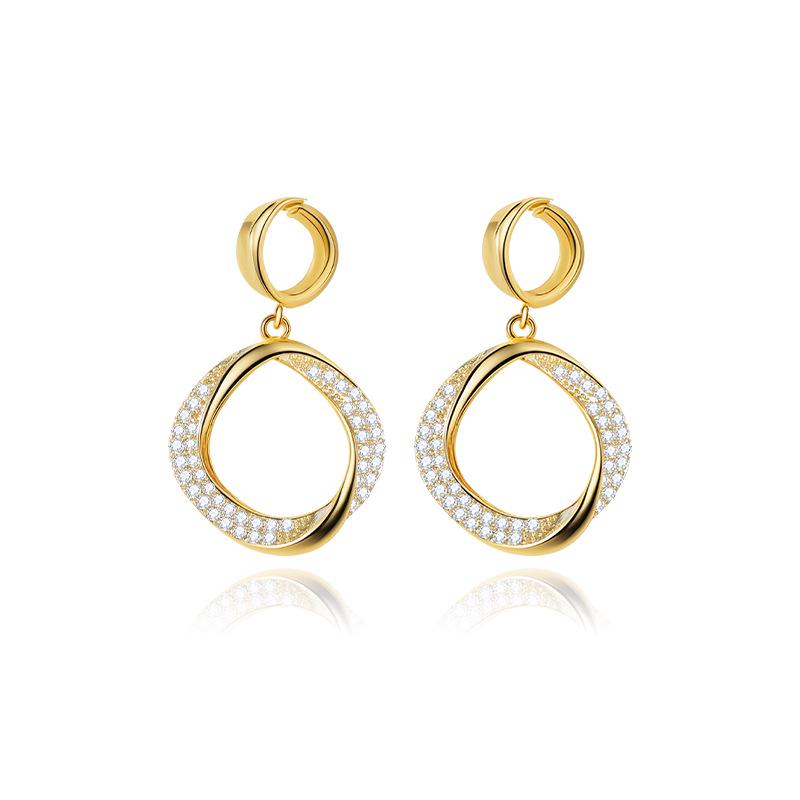 

Блестящие серьги-подвески с переплетающимися медными кольцами и жемчугом - Женские роскошные ювелирные изделия высокого класса Copper Alloy