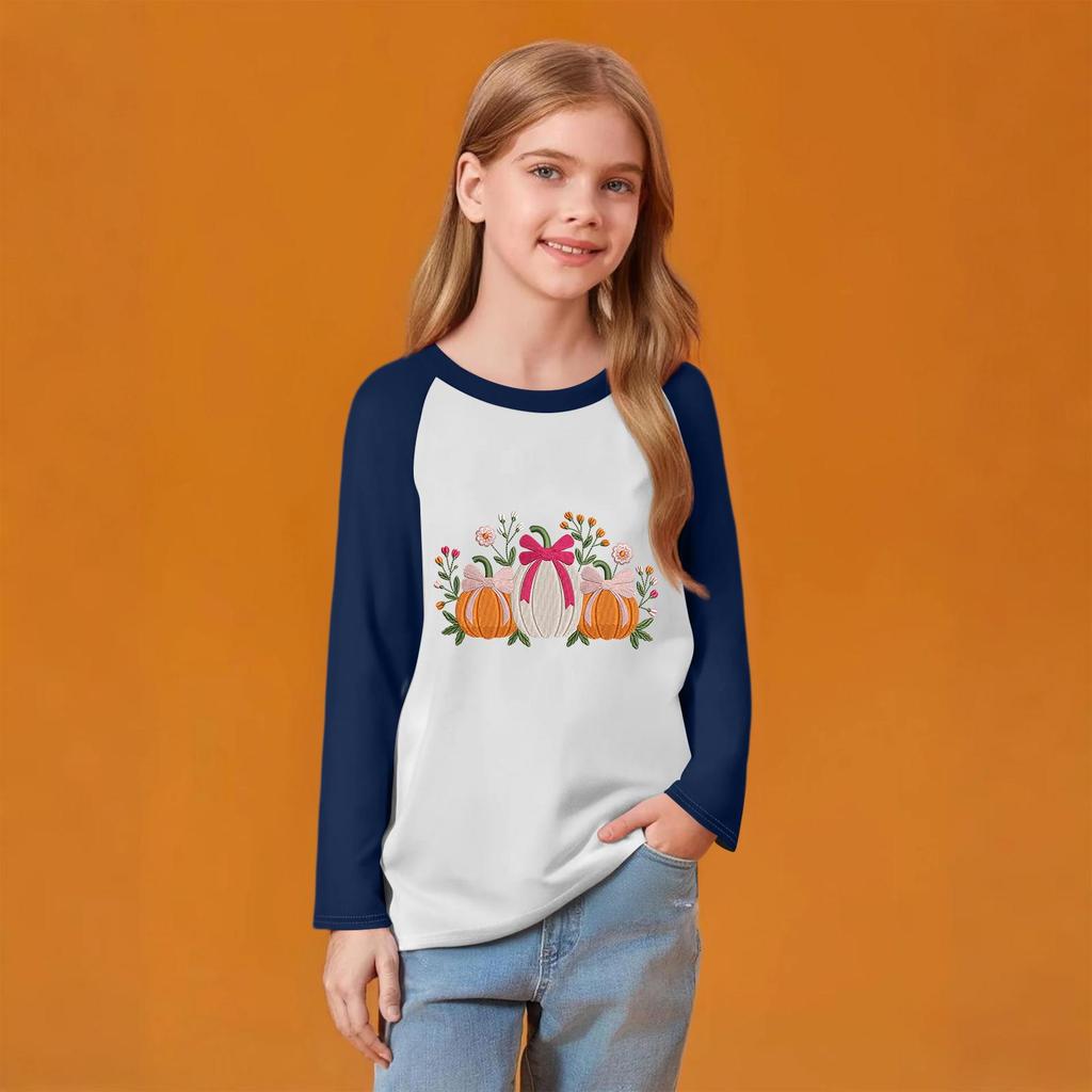Kids' Fashionable Comfortable Christmas Print Neck Pullover Long Sleeve Top