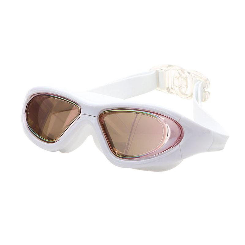 Prescription large-frame swimming goggles with electroplated coating, waterproof, anti-fog, high-definition swimming glasses