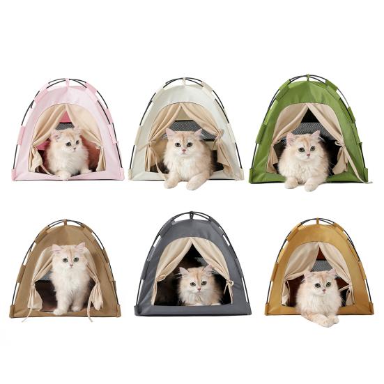 Přenosný kočičí stan Pop-up stan pro domácí mazlíčky Omyvatelný Vodotěsný Úkryt s podložkou Prodyšná síťovina pro kočky a malé psy do interiéru i exteriéru