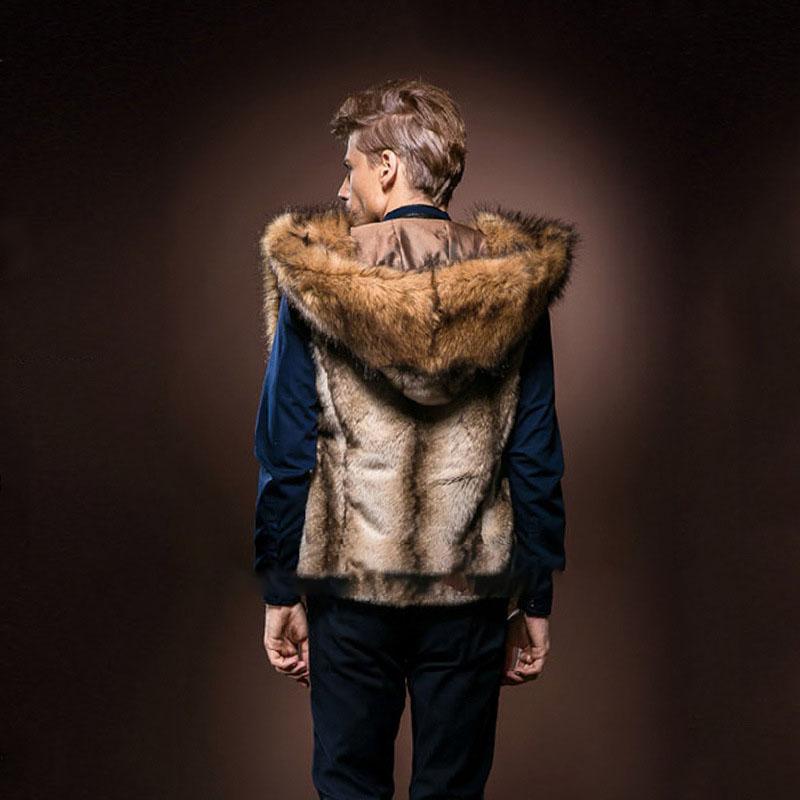 Men Faux Fur Coat Casual Vest Jacket Thick Warm Coats Sleeveless Hooded Outerwear Short Jackets Slim Fit Winter 2023
