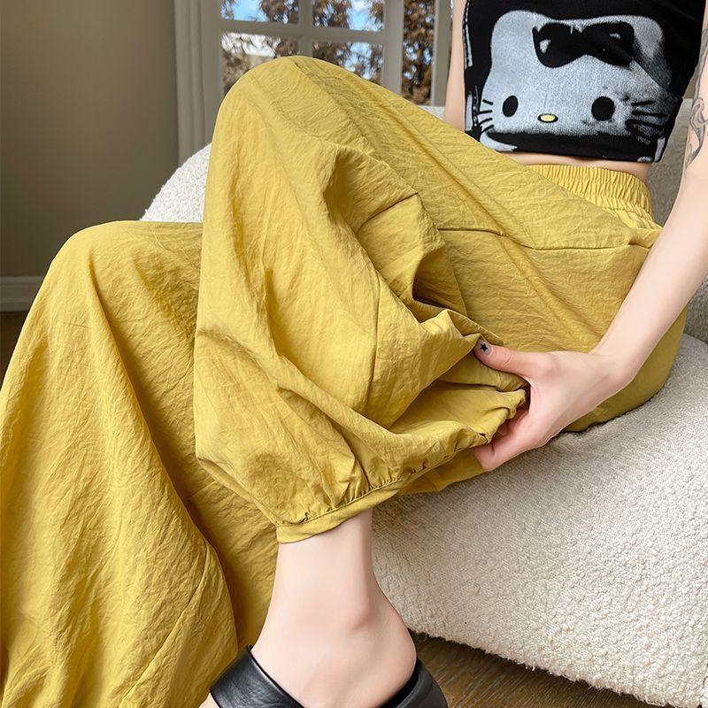 

Женские летние быстросохнущие спортивные брюки из ледяного шелка | Защита от солнца, защита от комаров, на манжетах, фонарики, широкие, бананы для похудения 2XL