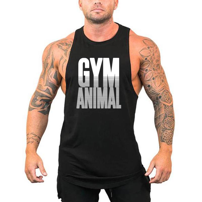 Muscleguys Men Bodybuilding Stringers Sleeveless Vests Gym Fitness Tank Tops Summer Cotton Sport Clothing European and American Hurdle Tops
