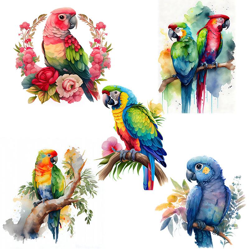 Hand Painted Parrot Wall Sticker For Home Decoration Waterproof Sticker Toilet Living Room Cabinet Refrigerator Home Decals M413