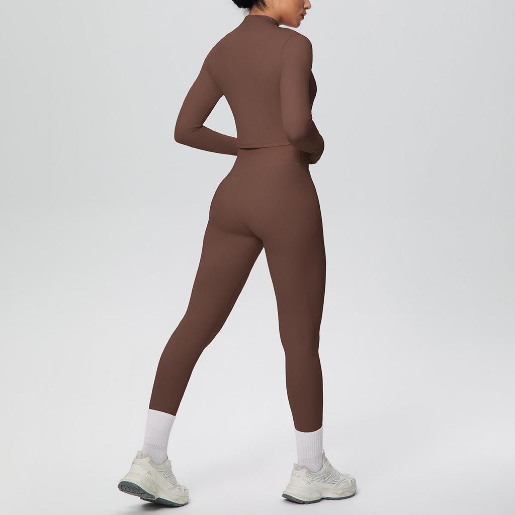 Cross-Border Halter Backless Sports Bra & High-Waisted Zipper Jacket Yoga Set