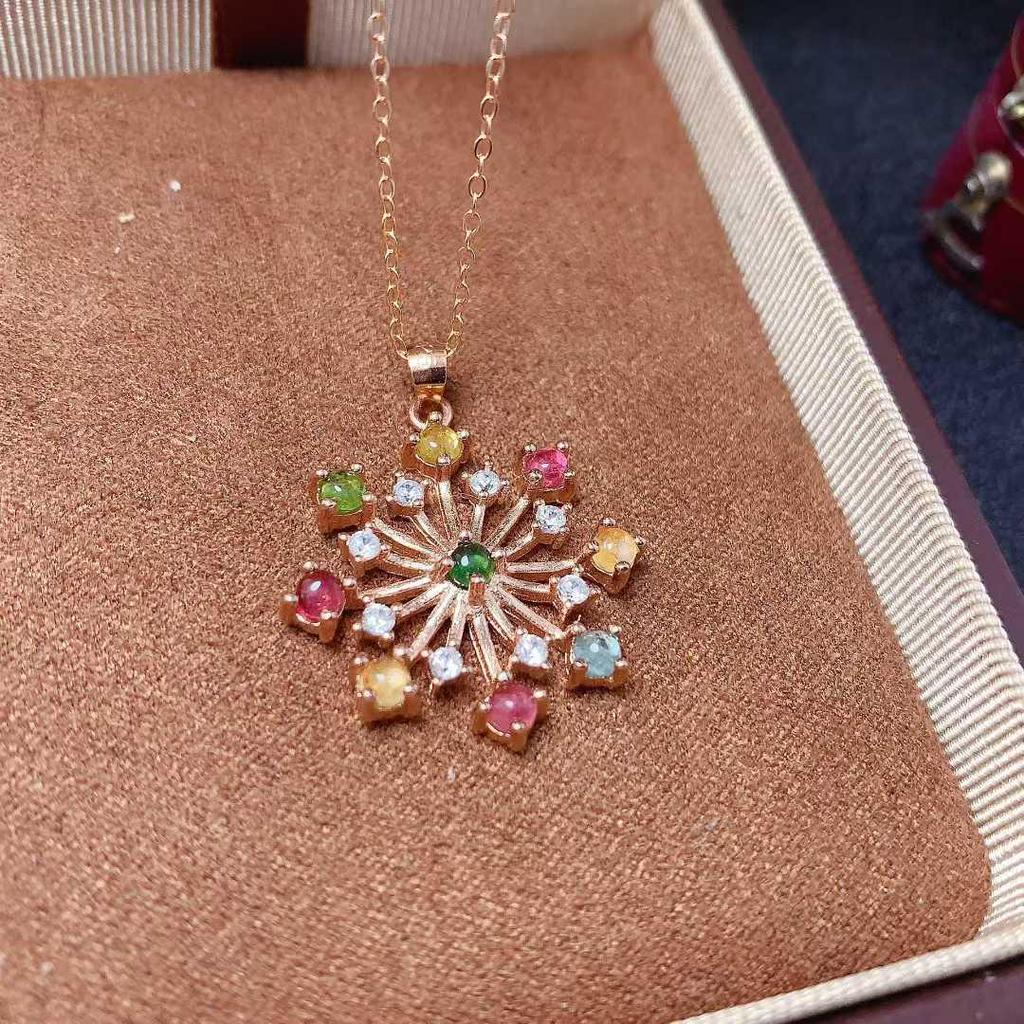 Opal Pendant with 925 Silver Inlay - European/American Sparkling Fireworks Design