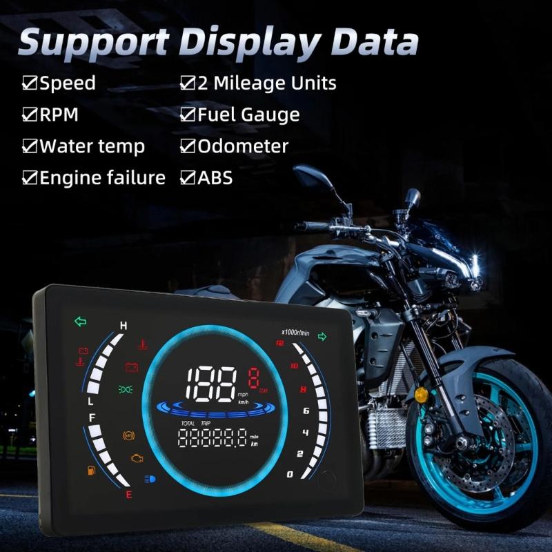 Waterproof Motorcycle Dashboard Odometer Speed Cluster Tachometer with Large LCD Digital Screen Fit for 150 CM150 Riders