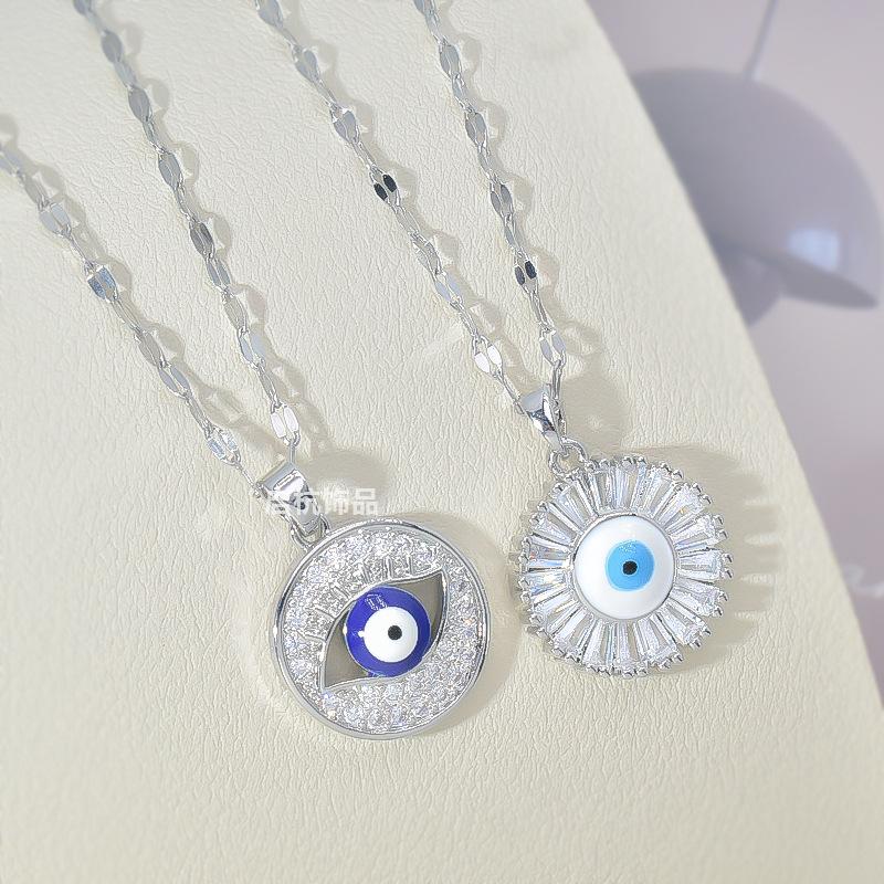 Creative Devil'S Eye Necklace Women'S Personality Trend Versatile Diamond Blue Eye Pendant