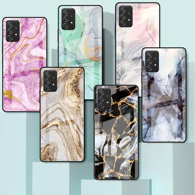 Marble Glass Case For Samsung Galaxy A52 A71 A50 A51 A70 A21s A31 A72 A10 A12 A30 A22 5G Phone Cover