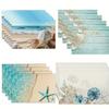 4PC Beach Shell Placemat, Blue Ocean Dining Table, Coffee Table Decoration, Anti Fouling and Heat-insulating Placemat