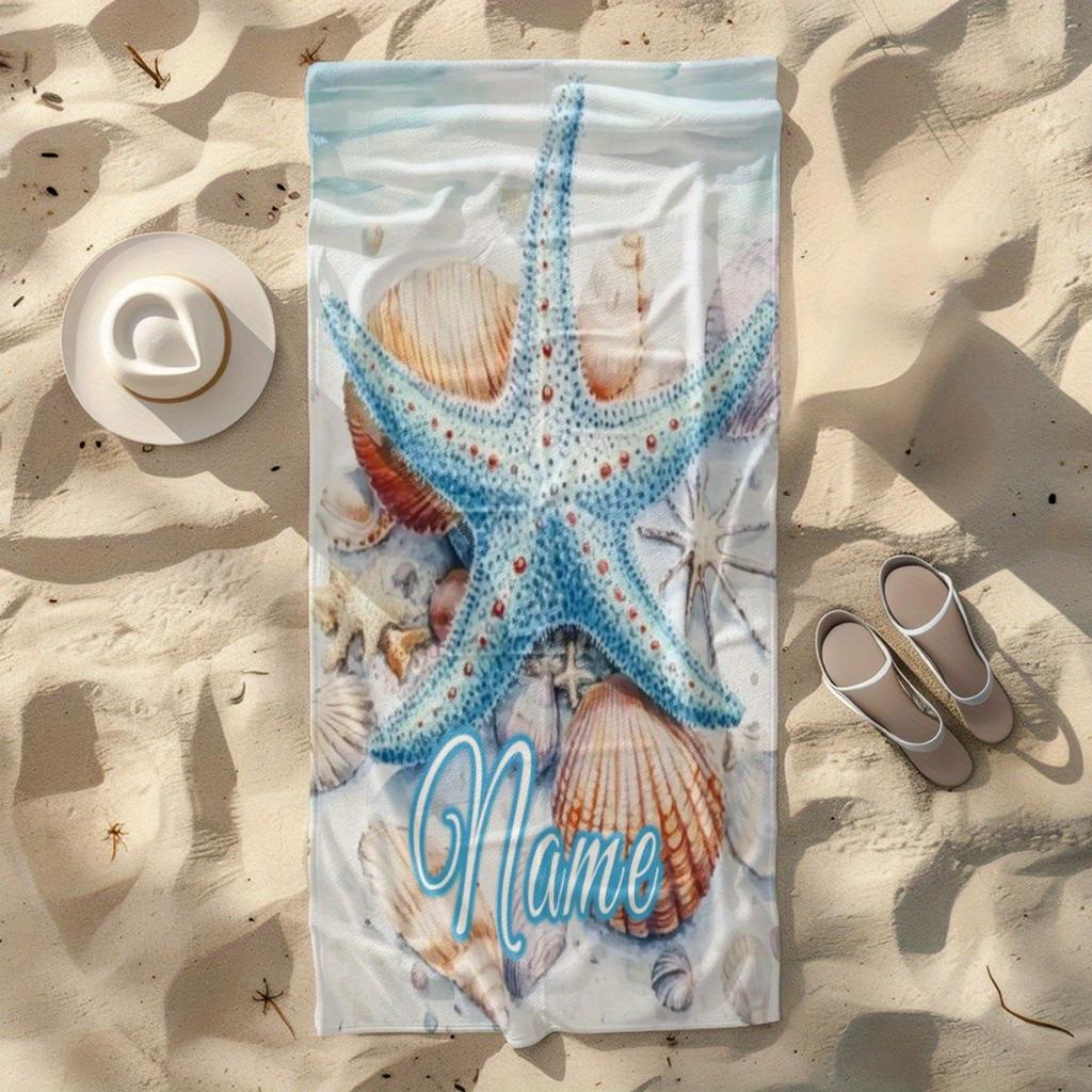 Beach Theme Beach Towel Starfish Shell Printing Microfiber Quick Drying Absorbent Large Bath Towel