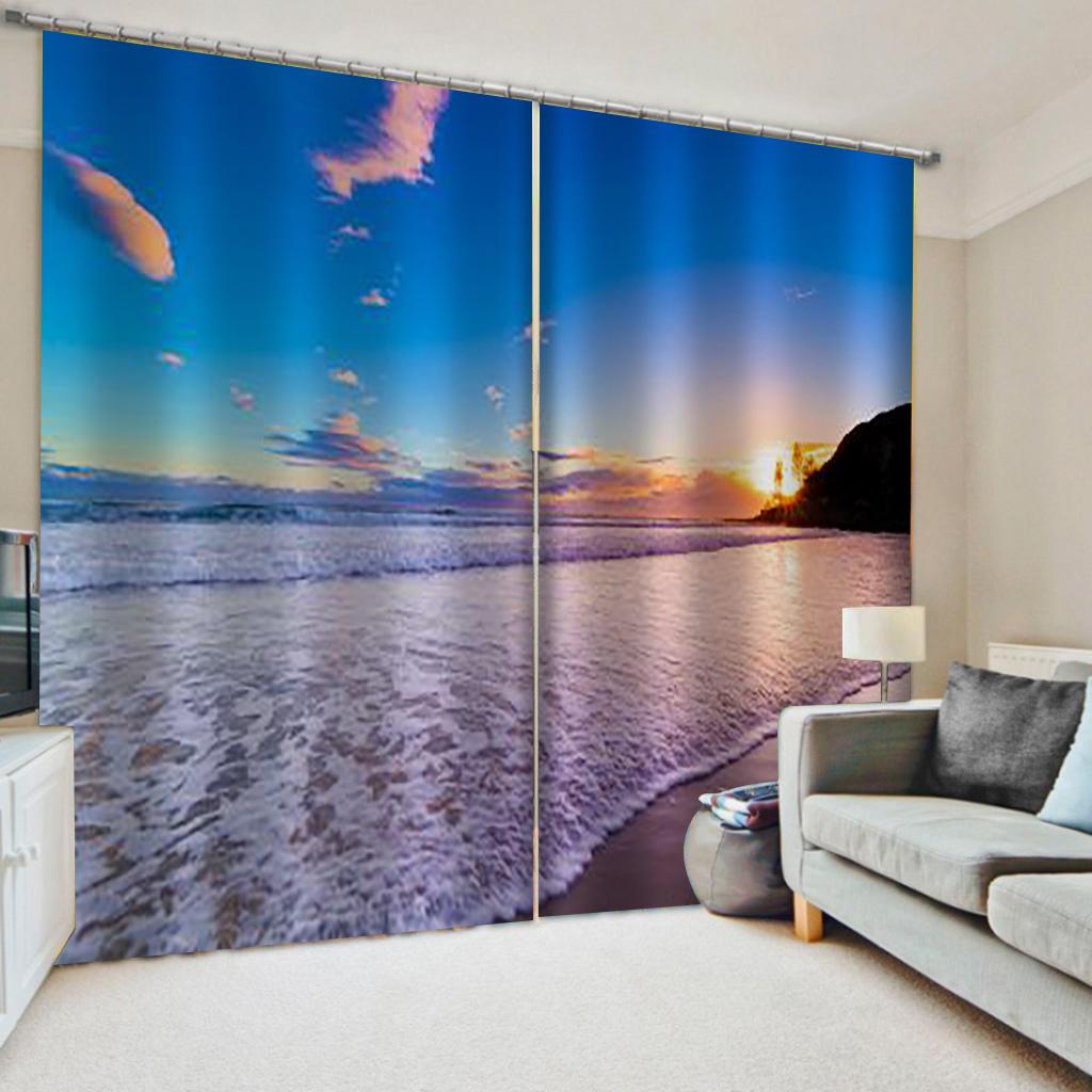 Natura Senery Tramonto Spiaggia Cielo Mare Oceano Finestra Tenda Persiane Per Soggiorno Bambini Camera Da Letto Bagno Cucina Porta Decorazione Per La Casa 2 Pezzi