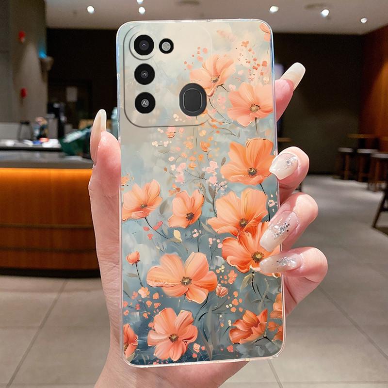 Back Cover For Tecno Spark 8C Case Clear Luxury Fashion Aesthetic Butterfly Flower Soft TPU Silicone Phone Case Tecno KG5k KG5j
