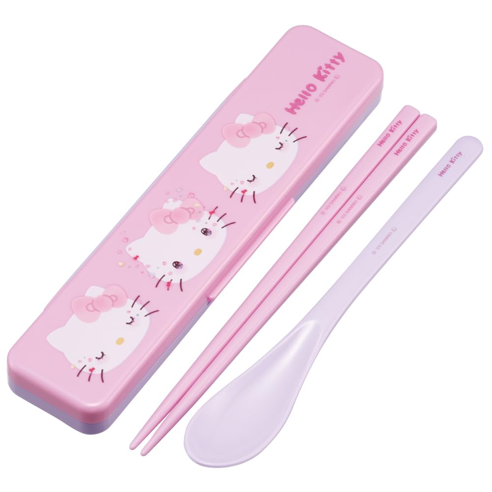 

Skater Chopsticks and Spoon Combo Bento Adult Silent Silicone Made in Sanrio Hello Kitty 50th Set, 18cm, Antibacterial, Box, Size, Cushion, Japan,