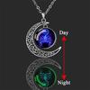 Luminous 12 Constellations Zodiac Signs Necklaces Crescent Moon Pendant Chains Necklace for Women and Men Birthday Jewelry Gifts