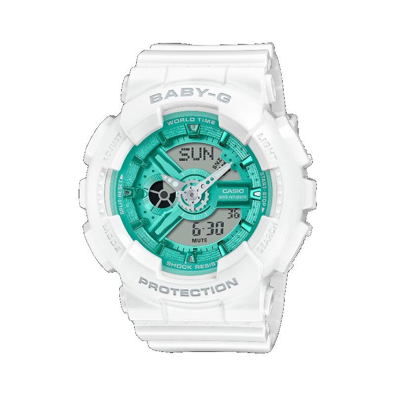 Casio Men s Resin 100M Water Resistant Analog Shock Resistant Quartz Watch BA-110XWS-7A белый