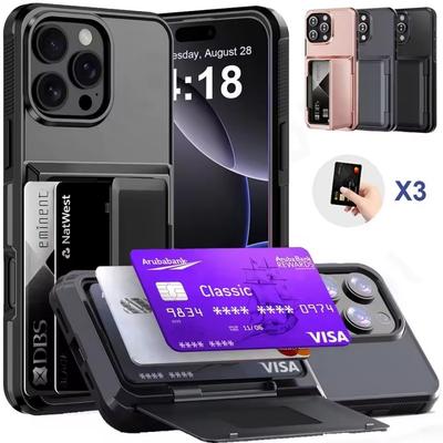 Hülle für iPhone 16 15 14 13 12 11 Pro Max Plus Brieftasche Kreditkartenhalter Ausweisfach Robuster Schutz Stoßfeste Hülle