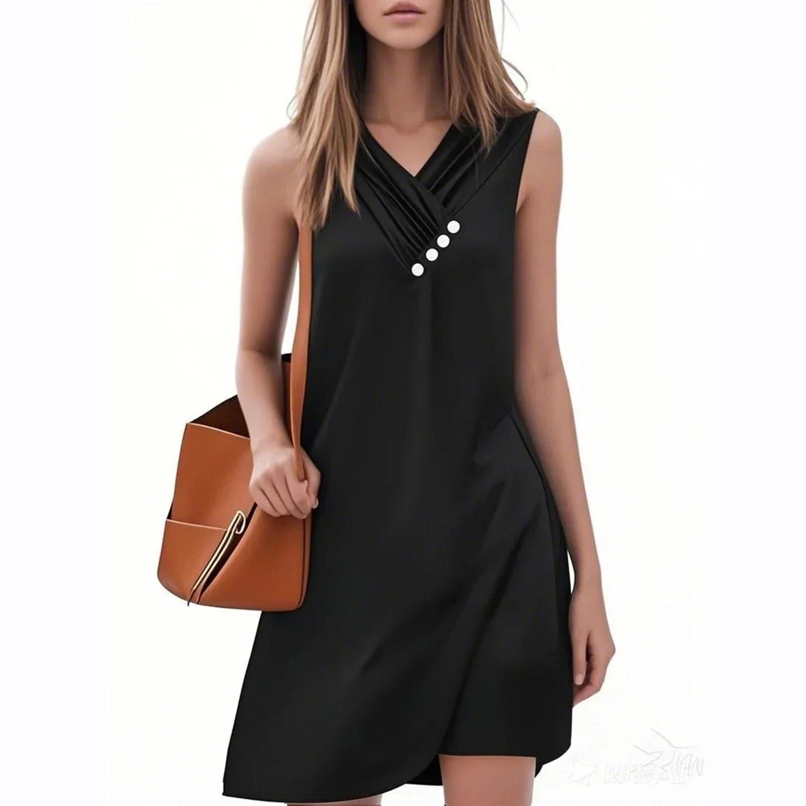 

Женский повседневный сарафан длиной до колена, модное удобное платье M чёрный