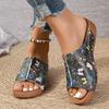 Fashion Butterfly Printed Wedge Slippers for Women Lightweight Peep Toe Platform Sandals Woman Summer 2025 Comfort Non Slip Beach Slides