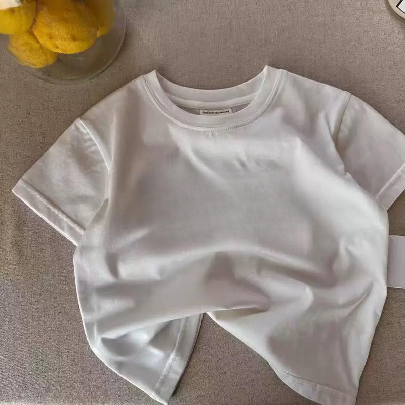 Summer Pure Cotton Kids Short Sleeve T Shirt Boys Girls Thin Embroidered Letter Top