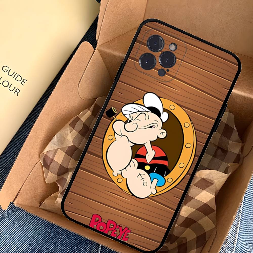 

Cartoon Animation P-PopeyeS Retro Phone Case For Iphone 17 16 15 16e 14 13 12 11 Pro Max Plus Case Cover Coque iPhone 12pro max