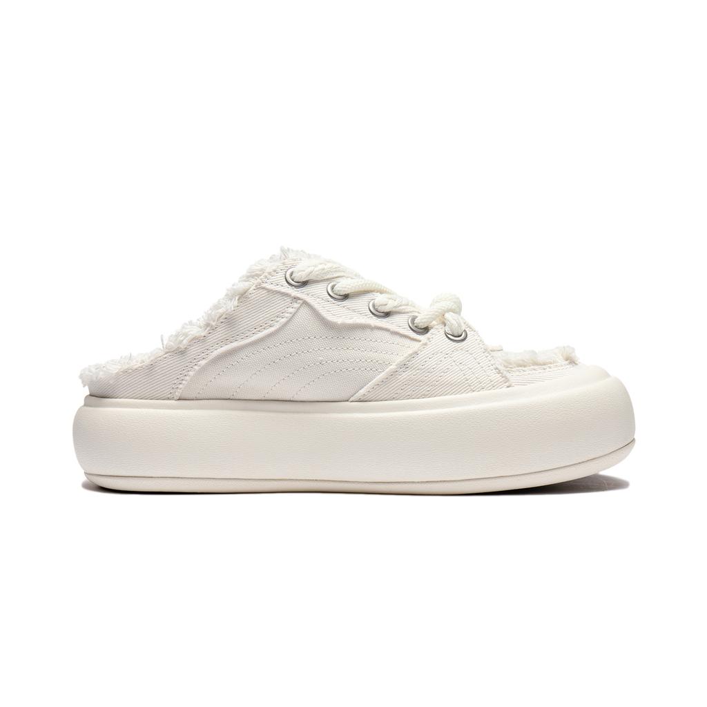 Li Ning Puff Mule Comfortable Versatile Shock Absorbing Durable Low Top Sneakers Women sneakers Off-White AZGU014-2