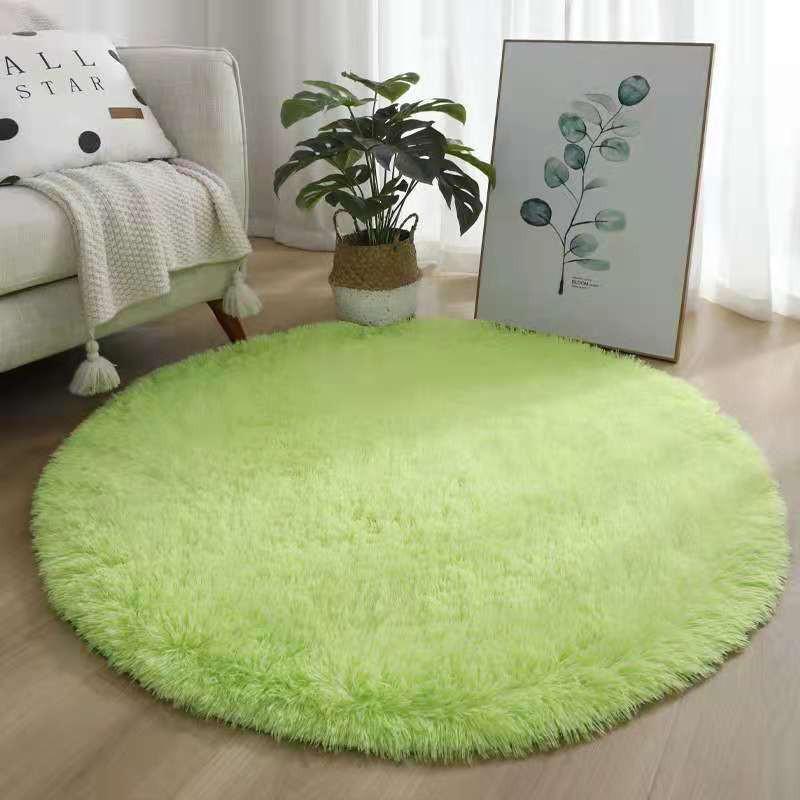 Round Tie-Dyed Silk Wool Carpet - Non-Slip Coffee-Colored Bedroom & Living Room Rug