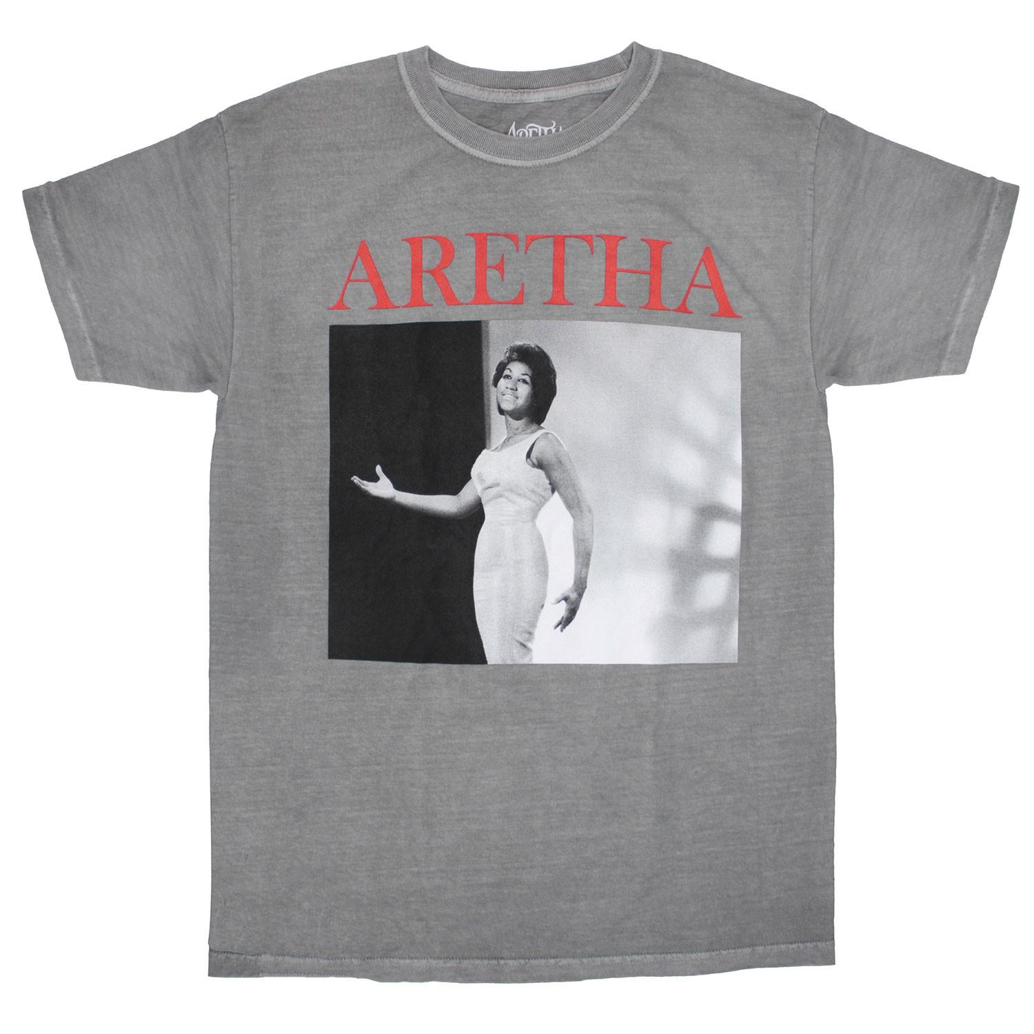 Men s Aretha Franklin ARETHA Red Logo Above Black & White Photo T-shirt Medium 3XL