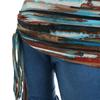Convertible Neck Cinched Striped Flare A Line Dress Long Sleeve Dress For Women