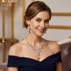 Luxury Rhinestone Jewelry Set Shiny Classic Women's Jewelry Set Elegant Adjustable Necklace Earrings Set Outfit Accessory